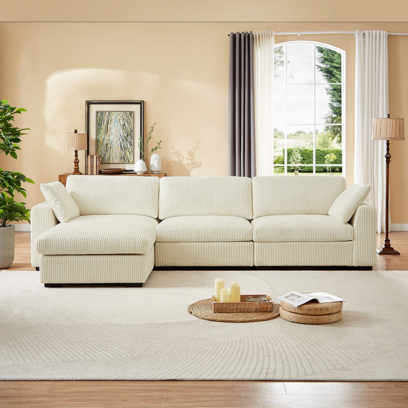 Chic Corduroy Modular Oversized Sectional Sofa with Removable Ottoman